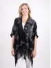 Velvet Floral Print Cape W/ Fringes